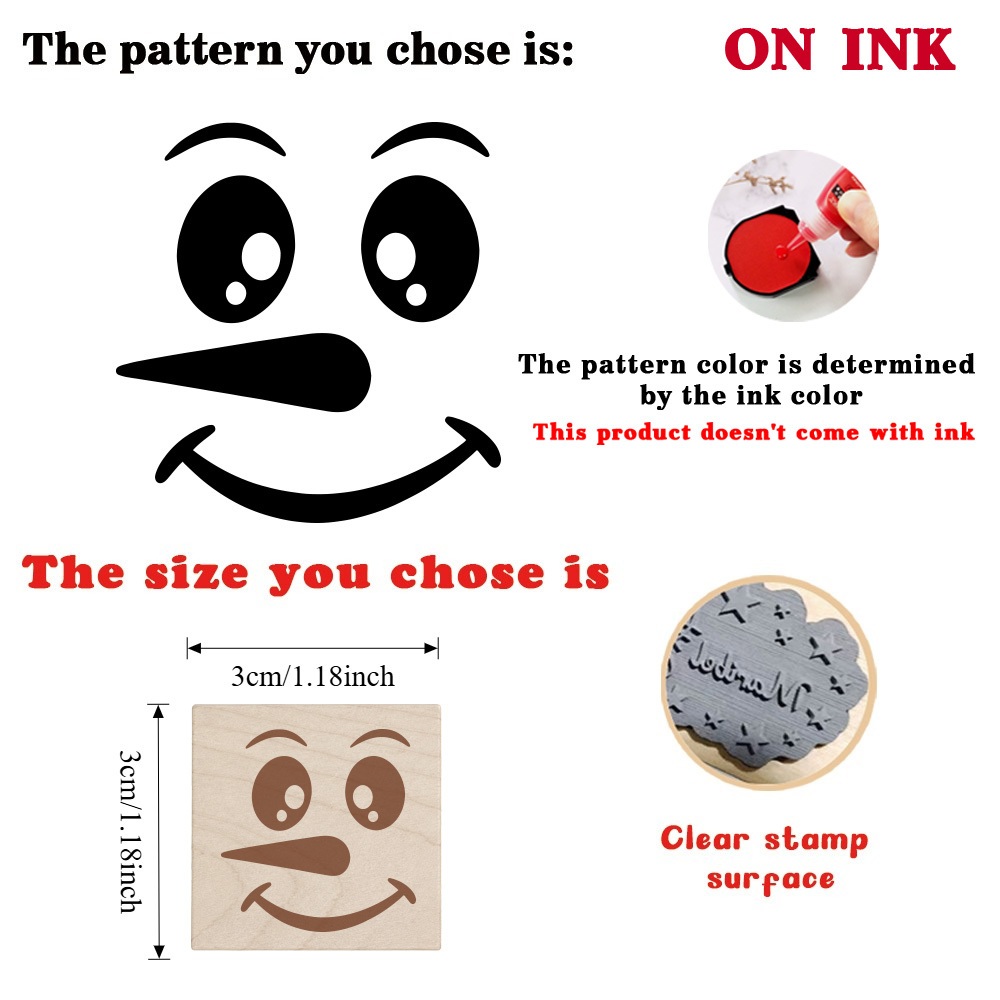 Delicate Cartoon Face Pattern Wooden Rubber Stamp for Crafts